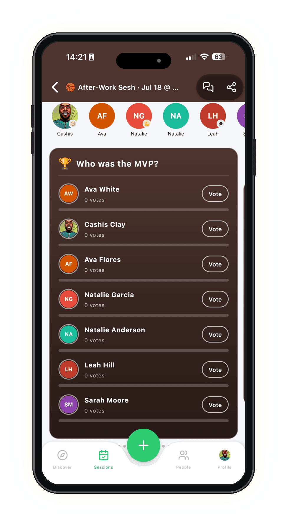 The SpoVote “Who was the MVP?” voting screen