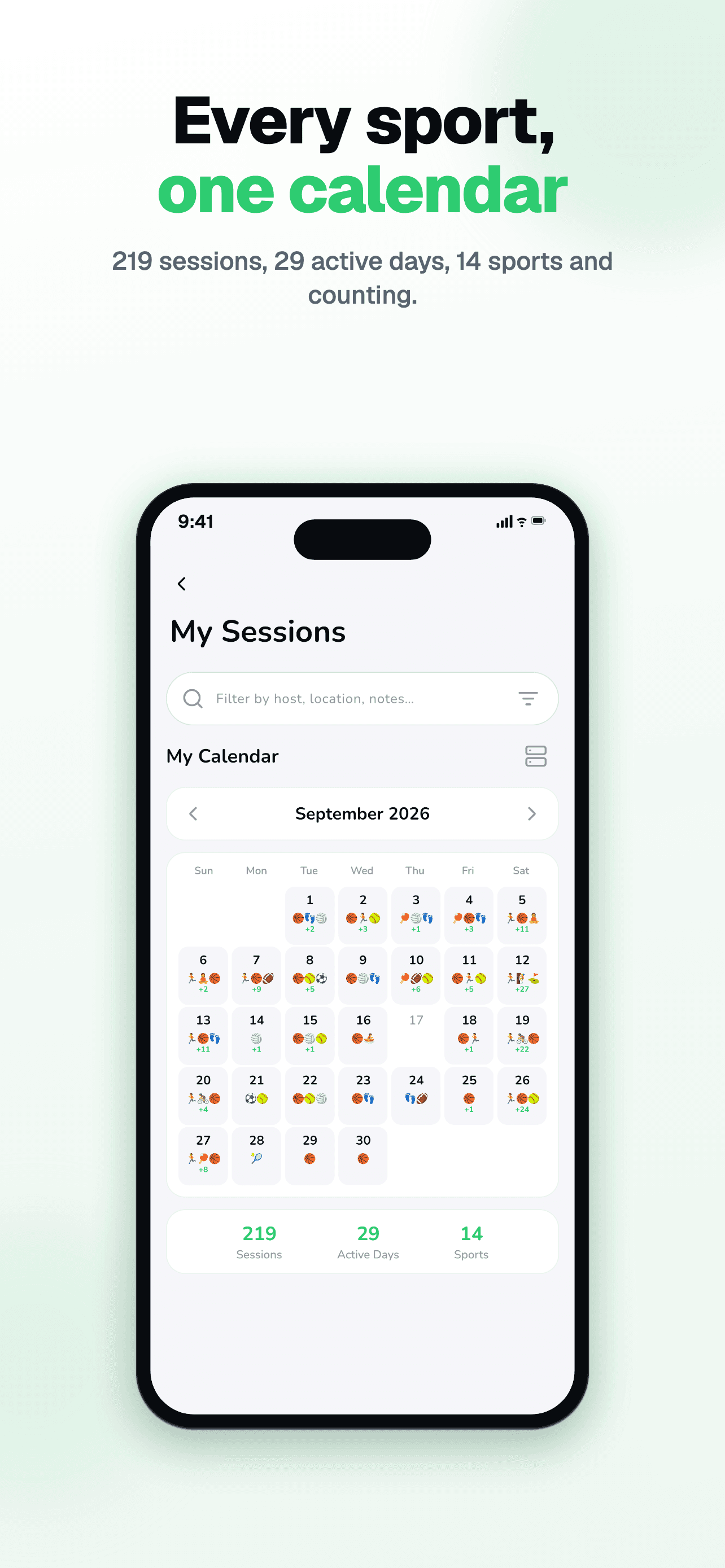 SpoVote App Store screenshot: Every sport, one calendar