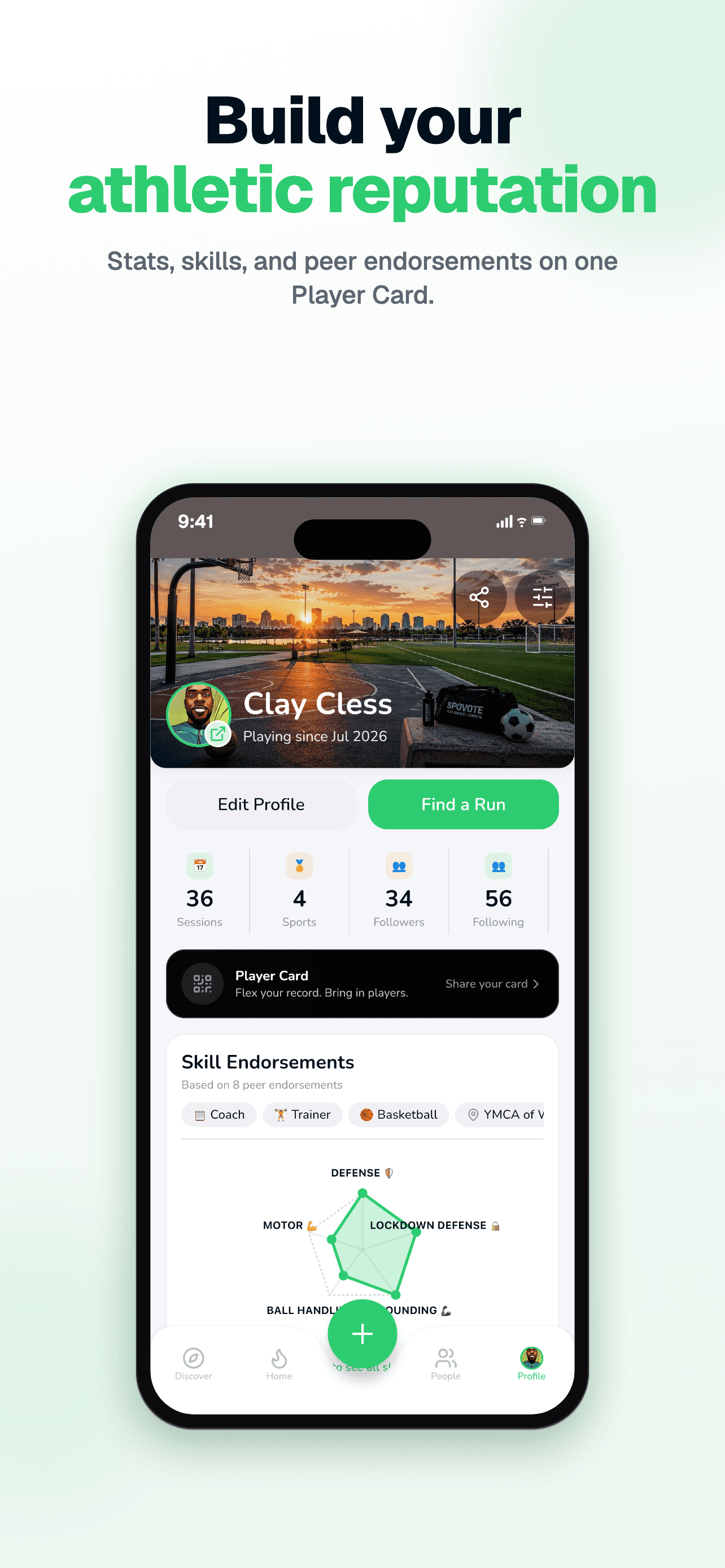 SpoVote App Store screenshot: Player card