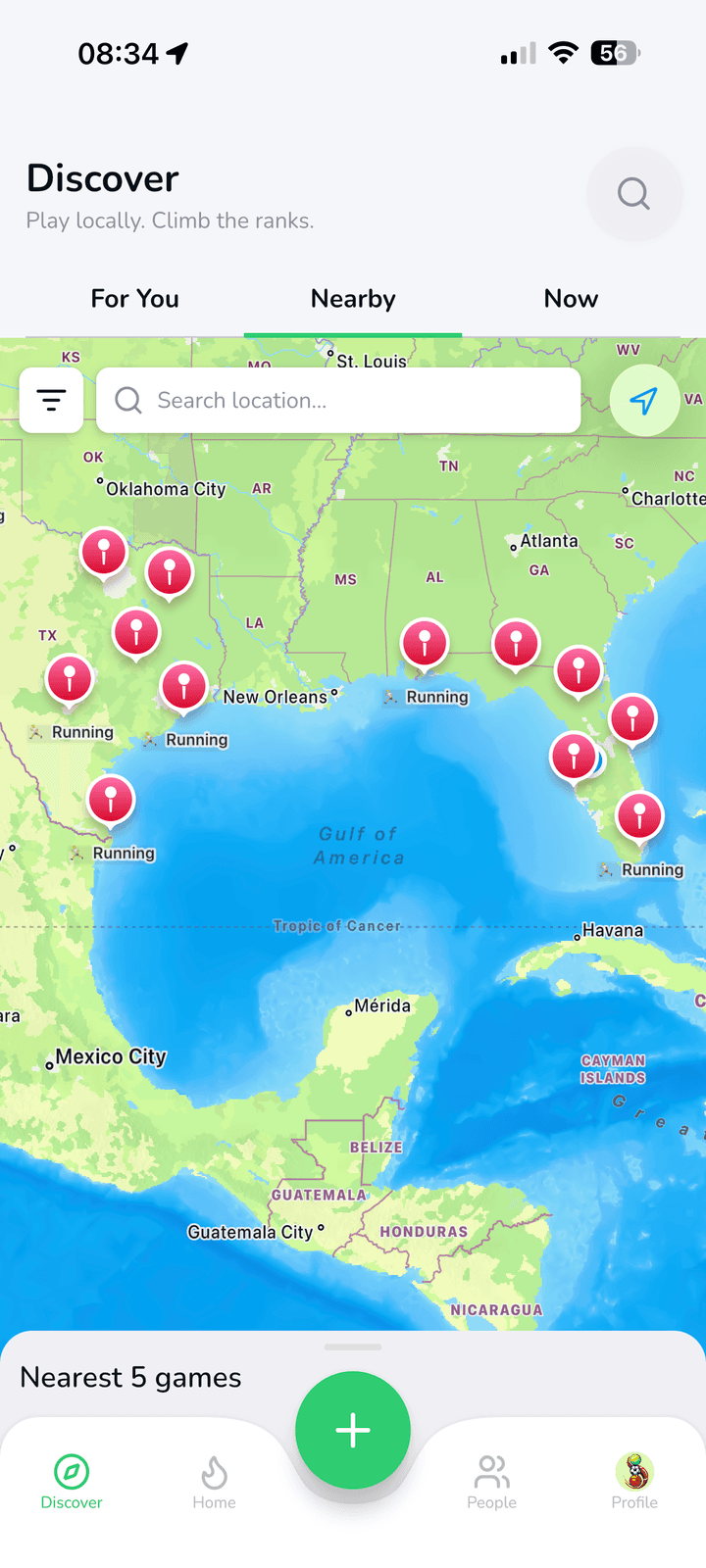 SpoVote app screen: Discover map